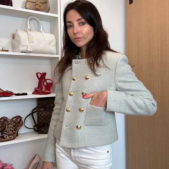 Celine Pale Green Tweed Blazer - Picture 2 of 8